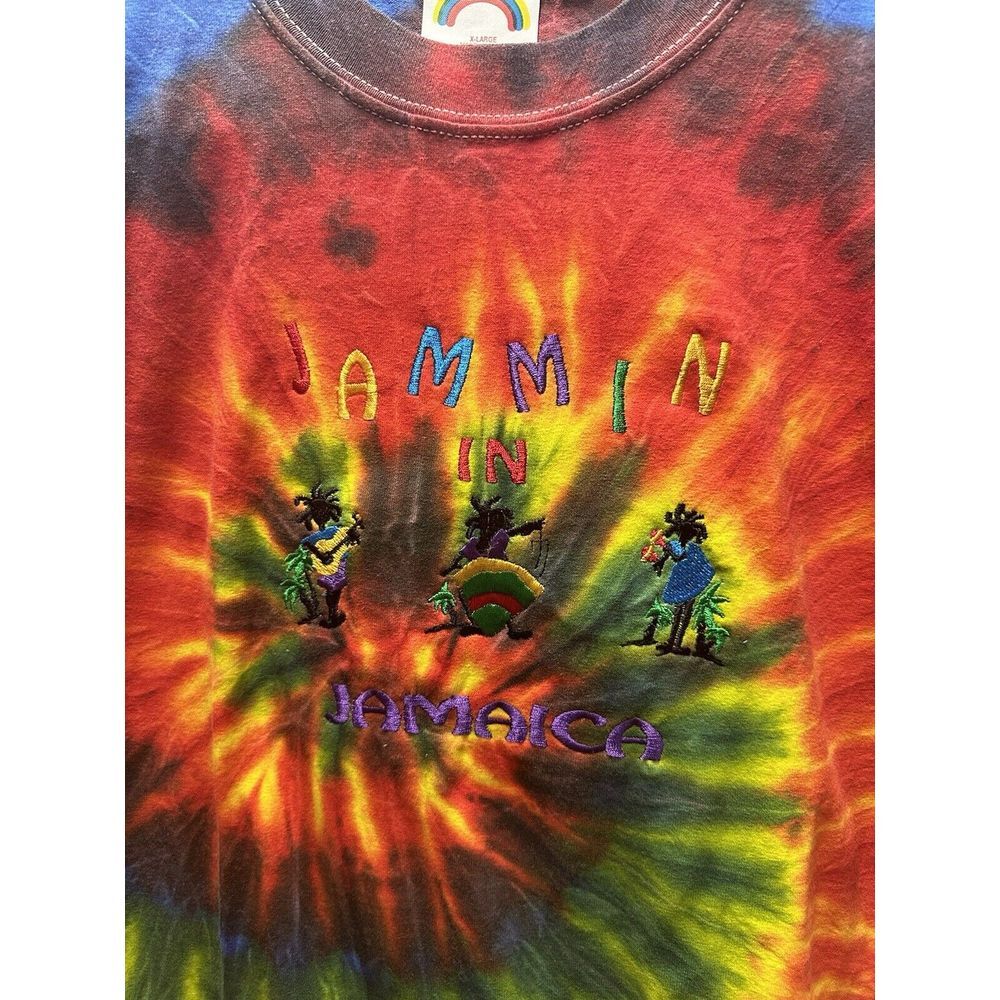 Vtg. Jamaica Tie Dye Tshirt XL Embroidered Front Color Touch Tag - Picture 2 of 4